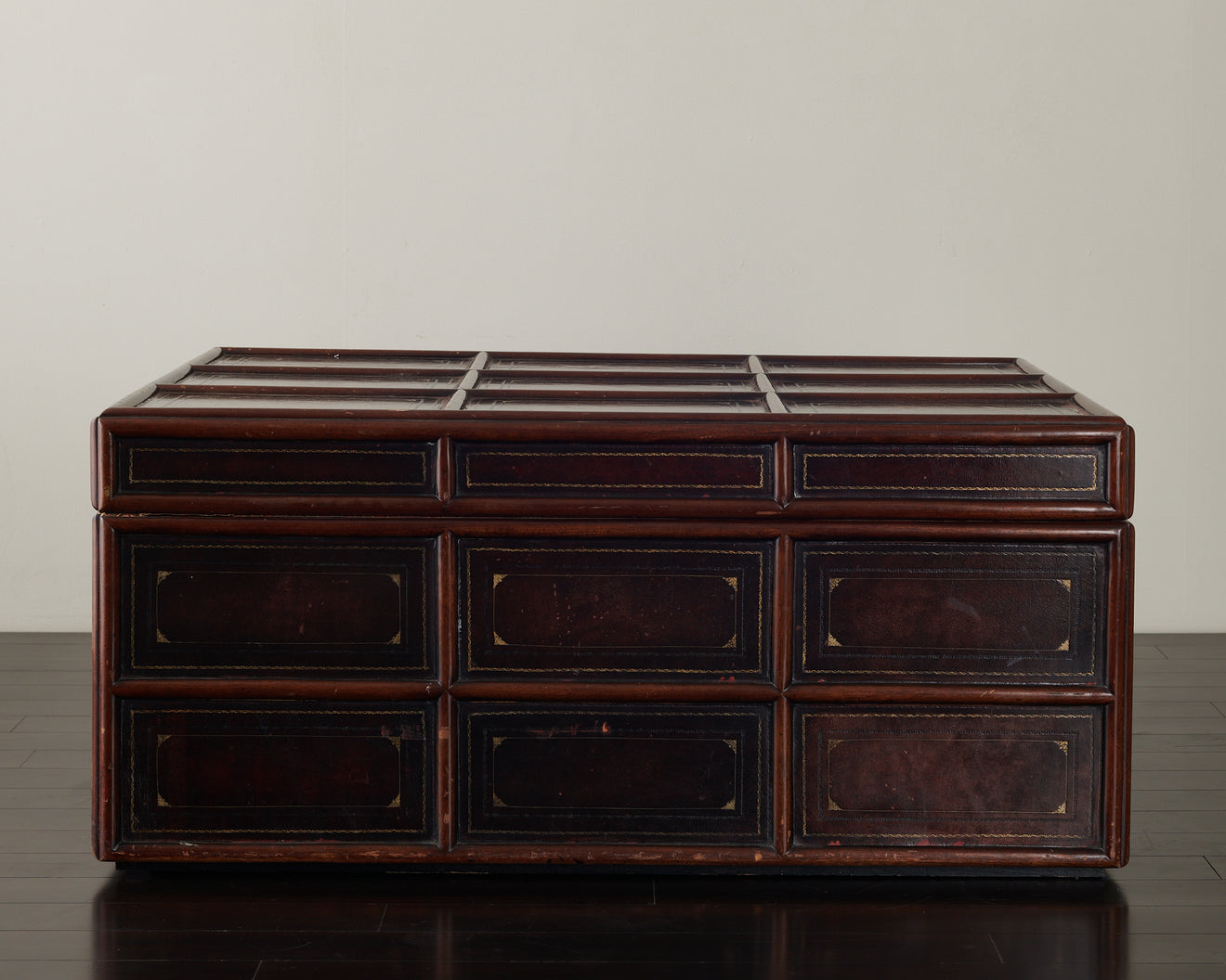 MAHOGANY &  LEATHER TRUNK COFFEE TABLE